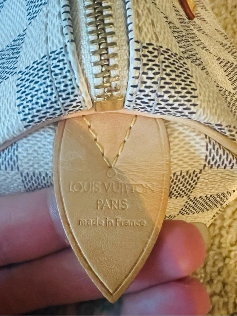 Louis Vuitton Damier Azur Canvas Satchel - Cream & Light Blue - Picture 2 of 10